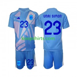 EK 2024 Spanje Doelman Thuis Tenue Kinder Voetbalshirts Unai Simon 23 Korte Mouwen