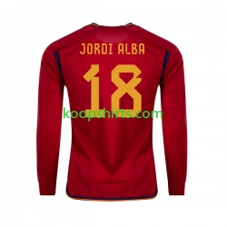 WK 2022 Spanje Thuis Tenue Heren Voetbalshirts JORDI ALBA 18 Lange Mouwen