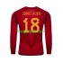 WK 2022 Spanje Thuis Tenue Heren Voetbalshirts JORDI ALBA 18 Lange Mouwen