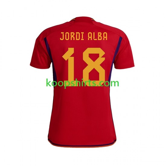 WK 2022 Spanje Thuis Tenue Heren Voetbalshirts JORDI ALBA 18 Korte Mouwen WK 2022 Spanje Thuis Tenue Heren Voetbalshirts JORDI ALBA 18 Korte Mouwen