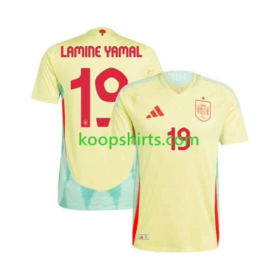 EK 2024 Spanje Uit Tenue Heren Voetbalshirts LAMINE YAMAL 19 Korte Mouwen EK 2024 Spanje Uit Tenue Heren Voetbalshirts LAMINE YAMAL 19 Korte Mouwen