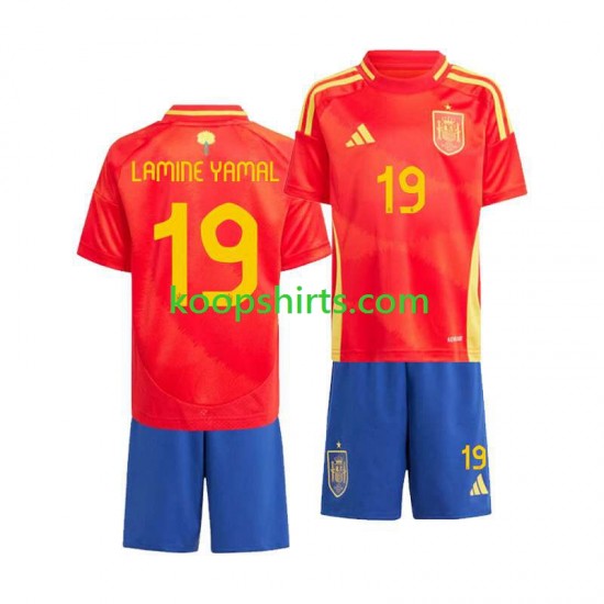EK 2024 Spanje Thuis Tenue Kinder Voetbalshirts Lamine Yamal 19 Korte Mouwen EK 2024 Spanje Thuis Tenue Kinder Voetbalshirts Lamine Yamal 19 Korte Mouwen
