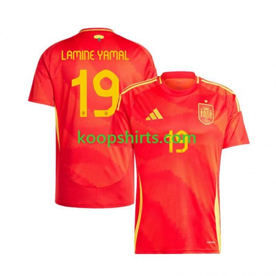 EK 2024 Spanje Thuis Tenue Heren Voetbalshirts Lamine Yamal 19 Korte Mouwen EK 2024 Spanje Thuis Tenue Heren Voetbalshirts Lamine Yamal 19 Korte Mouwen