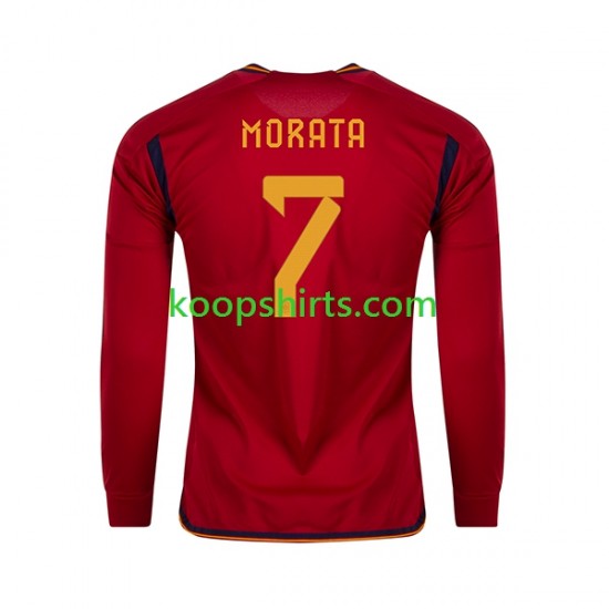 WK 2022 Spanje Thuis Tenue Heren Voetbalshirts MORATA 7 Lange Mouwen WK 2022 Spanje Thuis Tenue Heren Voetbalshirts MORATA 7 Lange Mouwen