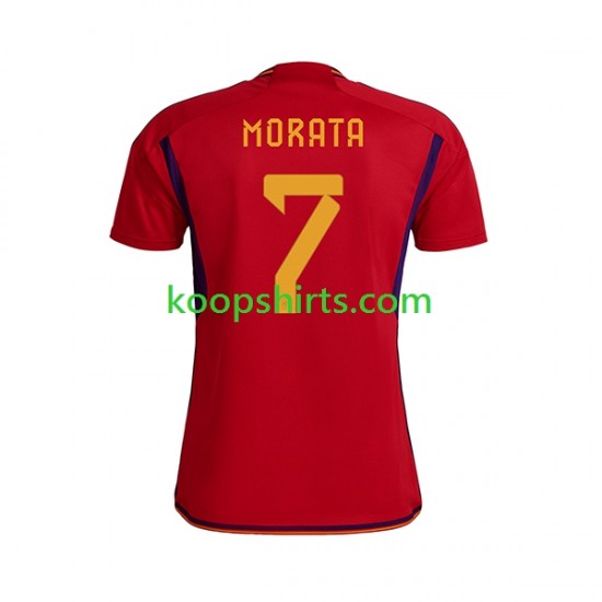 WK 2022 Spanje Thuis Tenue Heren Voetbalshirts MORATA 7 Korte Mouwen WK 2022 Spanje Thuis Tenue Heren Voetbalshirts MORATA 7 Korte Mouwen