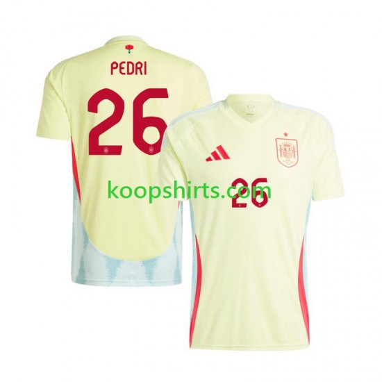 EK 2024 Spanje Uit Tenue Heren Voetbalshirts Pedri 26 Korte Mouwen EK 2024 Spanje Uit Tenue Heren Voetbalshirts Pedri 26 Korte Mouwen