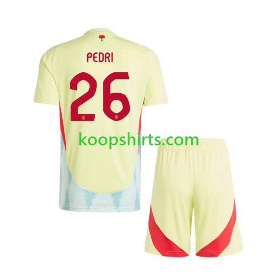 EK 2024 Spanje Uit Tenue Kinder Voetbalshirts Pedri 26 Korte Mouwen EK 2024 Spanje Uit Tenue Kinder Voetbalshirts Pedri 26 Korte Mouwen
