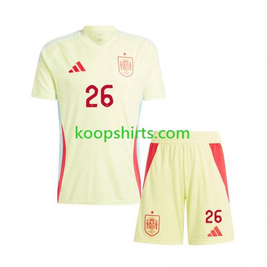 EK 2024 Spanje Uit Tenue Kinder Voetbalshirts Pedri 26 Korte Mouwen