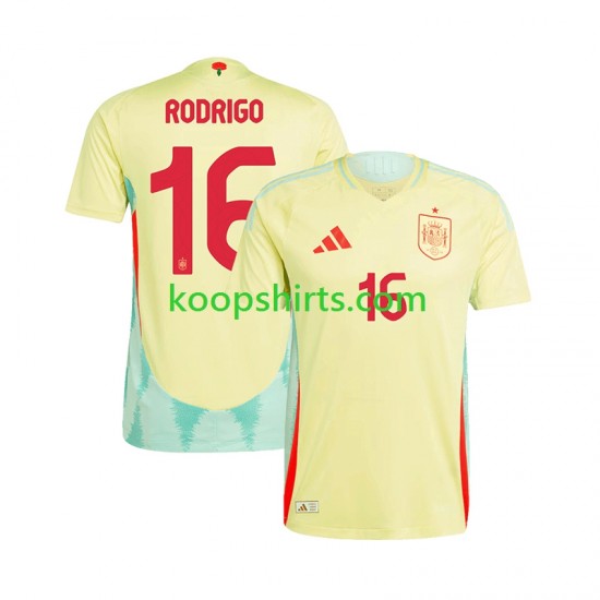 EK 2024 Spanje Uit Tenue Heren Voetbalshirts RODRIGO 16 Korte Mouwen EK 2024 Spanje Uit Tenue Heren Voetbalshirts RODRIGO 16 Korte Mouwen
