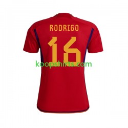 WK 2022 Spanje Thuis Tenue Heren Voetbalshirts RODRIGO 16 Korte Mouwen