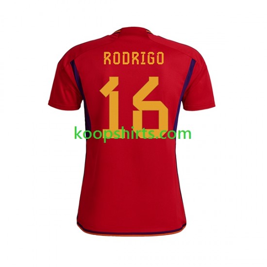 WK 2022 Spanje Thuis Tenue Heren Voetbalshirts RODRIGO 16 Korte Mouwen WK 2022 Spanje Thuis Tenue Heren Voetbalshirts RODRIGO 16 Korte Mouwen