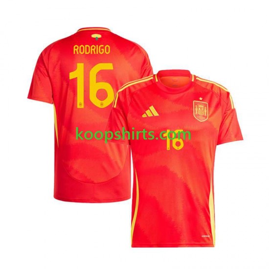 EK 2024 Spanje Thuis Tenue Heren Voetbalshirts Rodrigo 16 Korte Mouwen EK 2024 Spanje Thuis Tenue Heren Voetbalshirts Rodrigo 16 Korte Mouwen