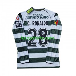 Sporting CP Retro Thuis Tenue Heren Voetbalshirts Cristiano Ronaldo 28 2001 2003 Lange Mouwen