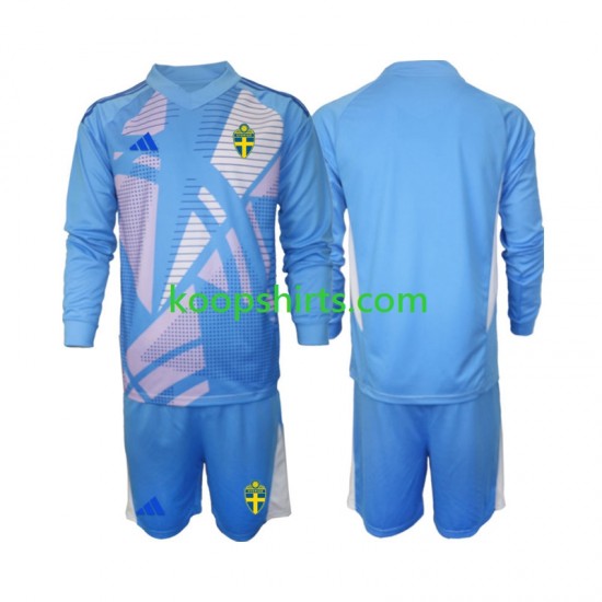 Zweden Doelman Uit Blauw Tenue Kinder Voetbalshirts 2024 Lange Mouwen Zweden Doelman Uit Blauw Tenue Kinder Voetbalshirts 2024 Lange Mouwen