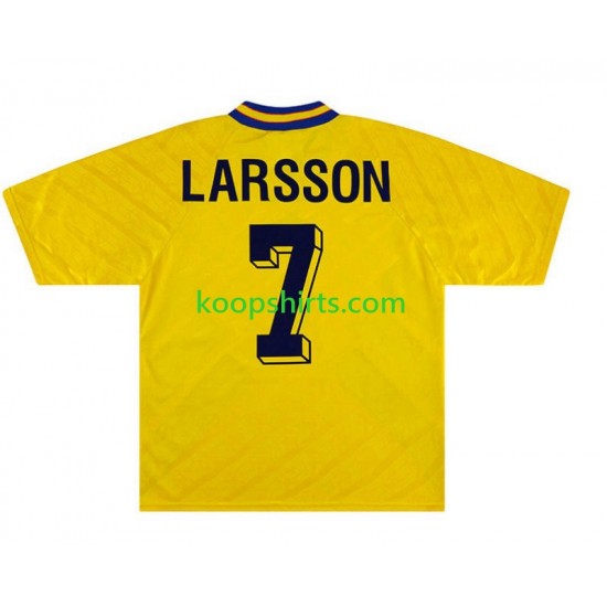 Zweden Retro Thuis Tenue Heren Voetbalshirts Henrik Larsson 7 1994 Korte Mouwen Zweden Retro Thuis Tenue Heren Voetbalshirts Henrik Larsson 7 1994 Korte Mouwen