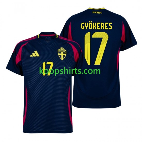 Zweden Uit Tenue Heren Voetbalshirts Viktor Gyokeres 17 2024 Korte Mouwen Zweden Uit Tenue Heren Voetbalshirts Viktor Gyokeres 17 2024 Korte Mouwen