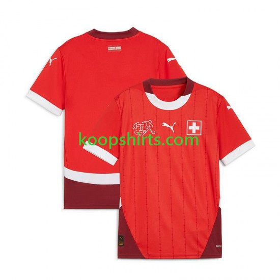EK 2024 Zwitserland Thuis Rood Tenue Heren Voetbalshirts Korte Mouwen EK 2024 Zwitserland Thuis Rood Tenue Heren Voetbalshirts Korte Mouwen