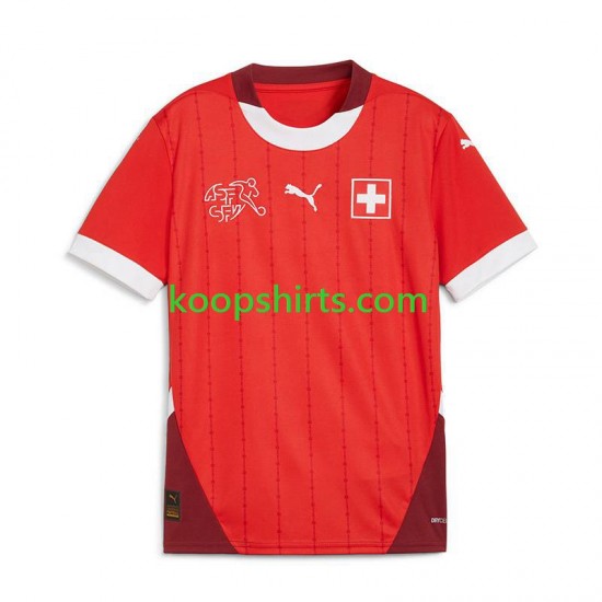 EK 2024 Zwitserland Thuis Rood Tenue Heren Voetbalshirts Korte Mouwen