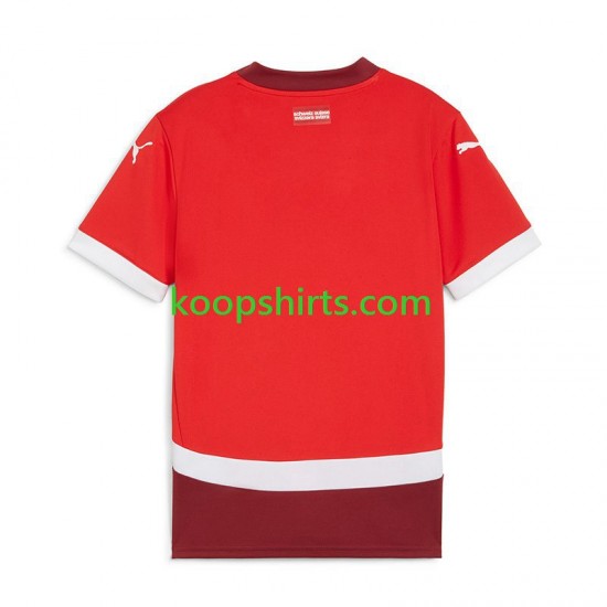 EK 2024 Zwitserland Thuis Rood Tenue Heren Voetbalshirts Korte Mouwen