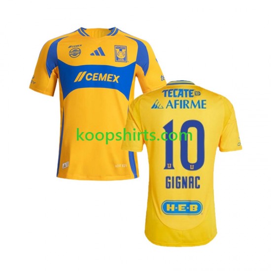 Tigres UANL Thuis Tenue Heren Voetbalshirts Gignac 10 2024-2025 Korte Mouwen Tigres UANL Thuis Tenue Heren Voetbalshirts Gignac 10 2024-2025 Korte Mouwen