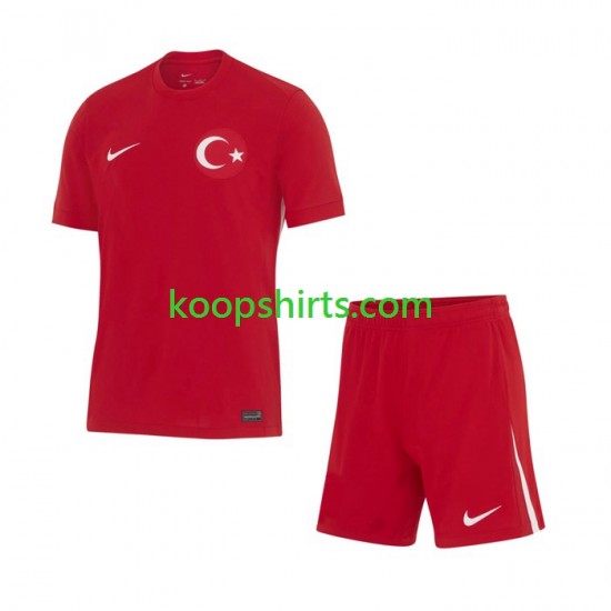 EK 2024 Turkije Uit Tenue Kinder Voetbalshirts Korte Mouwen EK 2024 Turkije Uit Tenue Kinder Voetbalshirts Korte Mouwen