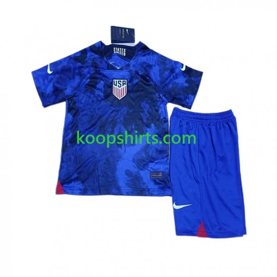 WK 2022 USA Uit Tenue Kinder Voetbalshirts Korte Mouwen WK 2022 USA Uit Tenue Kinder Voetbalshirts Korte Mouwen
