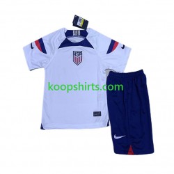 WK 2022 USA Thuis Tenue Kinder Voetbalshirts Korte Mouwen