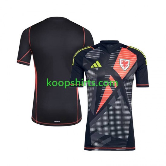 Wales Doelman Thuis Zwart Tenue Heren Voetbalshirts 2024 Korte Mouwen Wales Doelman Thuis Zwart Tenue Heren Voetbalshirts 2024 Korte Mouwen