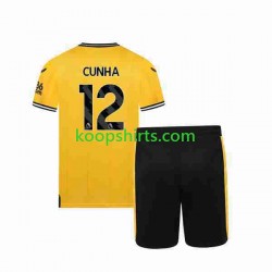 Wolverhampton Wanderers Thuis Tenue Kinder Voetbalshirts CUNHA 12 2023-2024 Korte Mouwen