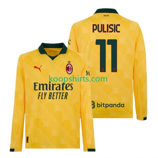 AC Milan Derde Tenue Heren Voetbalshirts Christian Pulisic 11 2025-2026 Lange Mouwen AC Milan Derde Tenue Heren Voetbalshirts Christian Pulisic 11 2025-2026 Lange Mouwen
