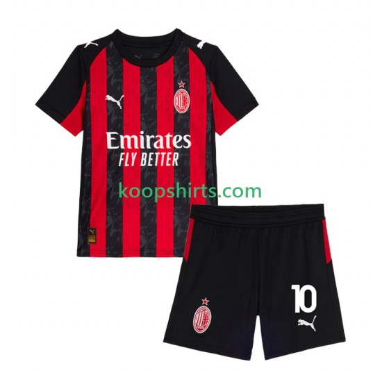 AC Milan Thuis Tenue Kinder Voetbalshirts Rafael Leao 10 2025-2026 Korte Mouwen