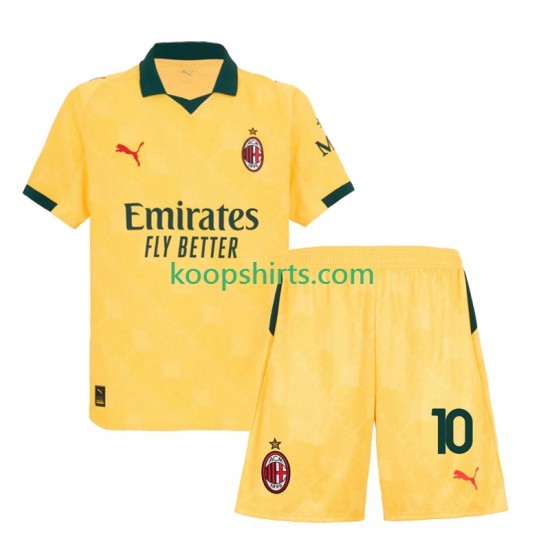 AC Milan Derde Tenue Kinder Voetbalshirts Rafael Leao 10 2025-2026 Korte Mouwen