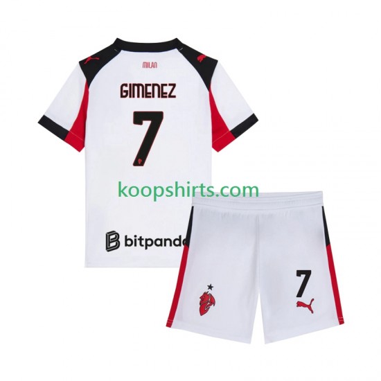 AC Milan Uit Tenue Kinder Voetbalshirts Santiago Gimenez 7 2025-2026 Korte Mouwen AC Milan Uit Tenue Kinder Voetbalshirts Santiago Gimenez 7 2025-2026 Korte Mouwen
