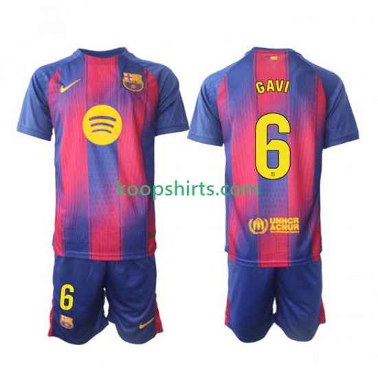 FC Barcelona Thuis Tenue Kinder Voetbalshirts Gavi 6 2025-2026 Korte Mouwen FC Barcelona Thuis Tenue Kinder Voetbalshirts Gavi 6 2025-2026 Korte Mouwen