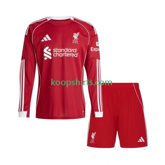Liverpool Thuis Tenue Kinder Voetbalshirts 2025-2026 Lange Mouwen Liverpool Thuis Tenue Kinder Voetbalshirts 2025-2026 Lange Mouwen