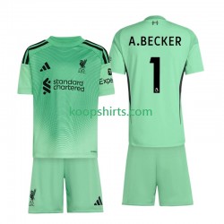 Liverpool Doelman Thuis Tenue Kinder Voetbalshirts Alisson Becker 1 2025-2026 Korte Mouwen