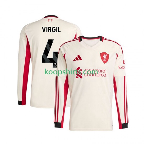 Liverpool Uit Tenue Heren Voetbalshirts Virgil van Dijk 4 2025-2026 Lange Mouwen Liverpool Uit Tenue Heren Voetbalshirts Virgil van Dijk 4 2025-2026 Lange Mouwen