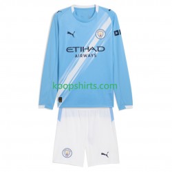 Manchester City Thuis Tenue Kinder Voetbalshirts 2025-2026 Lange Mouwen
