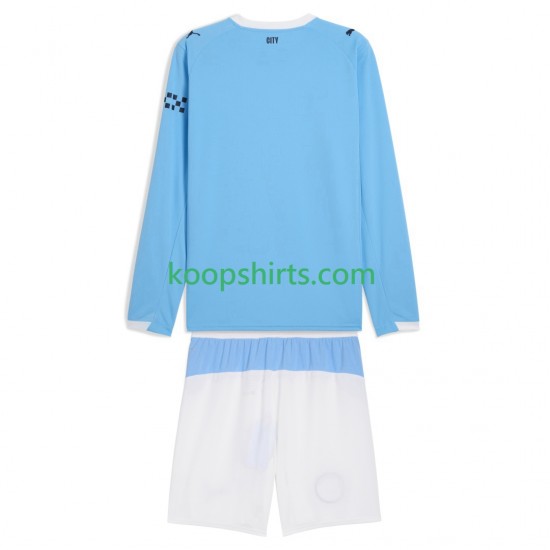 Manchester City Thuis Tenue Kinder Voetbalshirts 2025-2026 Lange Mouwen