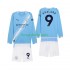 Manchester City Thuis Tenue Kinder Voetbalshirts Erling Haaland 9 2025-2026 Lange Mouwen