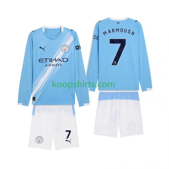 Manchester City Thuis Tenue Kinder Voetbalshirts Omar Marmoush 7 2025-2026 Lange Mouwen Manchester City Thuis Tenue Kinder Voetbalshirts Omar Marmoush 7 2025-2026 Lange Mouwen