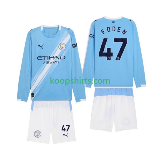 Manchester City Thuis Tenue Kinder Voetbalshirts Phil Foden 47 2025-2026 Lange Mouwen Manchester City Thuis Tenue Kinder Voetbalshirts Phil Foden 47 2025-2026 Lange Mouwen