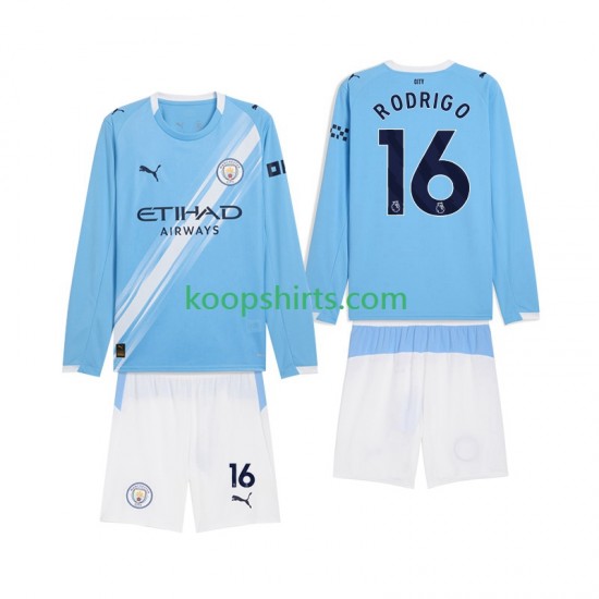 Manchester City Thuis Tenue Kinder Voetbalshirts Rodrigo Hernandez 16 2025-2026 Lange Mouwen Manchester City Thuis Tenue Kinder Voetbalshirts Rodrigo Hernandez 16 2025-2026 Lange Mouwen