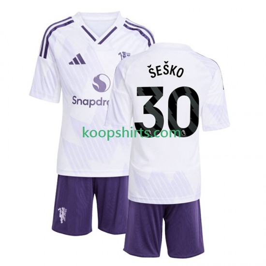 Manchester United Uit Tenue Kinder Voetbalshirts Benjamin Sesko 30 2025-2026 Korte Mouwen Manchester United Uit Tenue Kinder Voetbalshirts Benjamin Sesko 30 2025-2026 Korte Mouwen