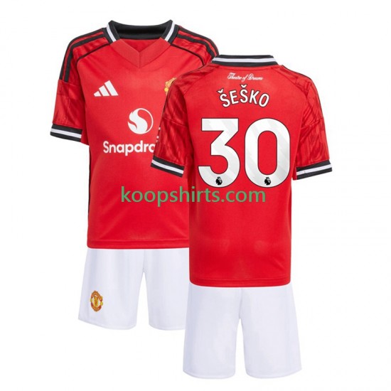 Manchester United Thuis Tenue Kinder Voetbalshirts Benjamin Sesko 30 2025-2026 Korte Mouwen Manchester United Thuis Tenue Kinder Voetbalshirts Benjamin Sesko 30 2025-2026 Korte Mouwen