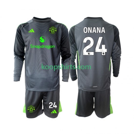 Manchester United Doelman Uit Tenue Kinder Voetbalshirts Andre Onana 24 2025-2026 Lange Mouwen Manchester United Doelman Uit Tenue Kinder Voetbalshirts Andre Onana 24 2025-2026 Lange Mouwen