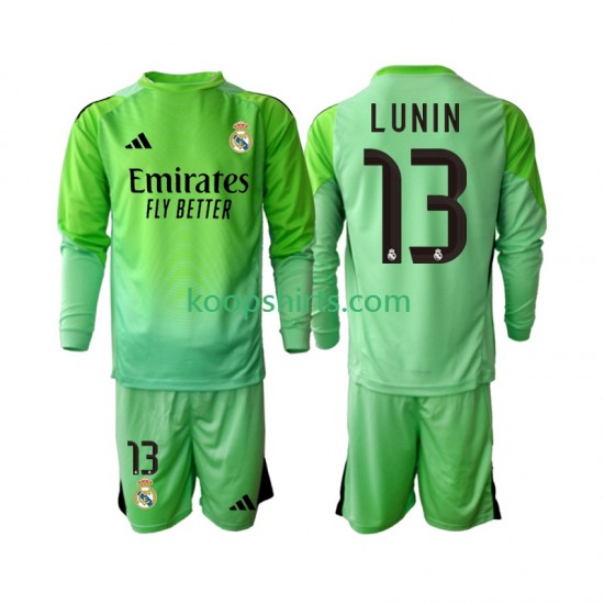 Real Madrid Doelman Uit Tenue Kinder Voetbalshirts Andriy Lunin 13 2025-2026 Lange Mouwen Real Madrid Doelman Uit Tenue Kinder Voetbalshirts Andriy Lunin 13 2025-2026 Lange Mouwen