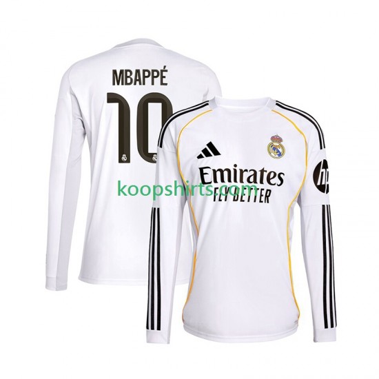 Real Madrid Thuis Tenue Heren Voetbalshirts Kylian Mbappe 10 2025-2026 Lange Mouwen Real Madrid Thuis Tenue Heren Voetbalshirts Kylian Mbappe 10 2025-2026 Lange Mouwen