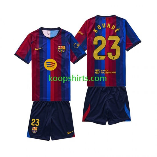 FC Barcelona Thuis Tenue Kinder Voetbalshirts Jules Kounde 23 2026-2027 Korte Mouwen