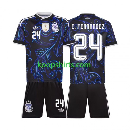 WK 2026 Argentinië Uit Tenue Kinder Voetbalshirts Enzo Fernandez 24 Korte Mouwen